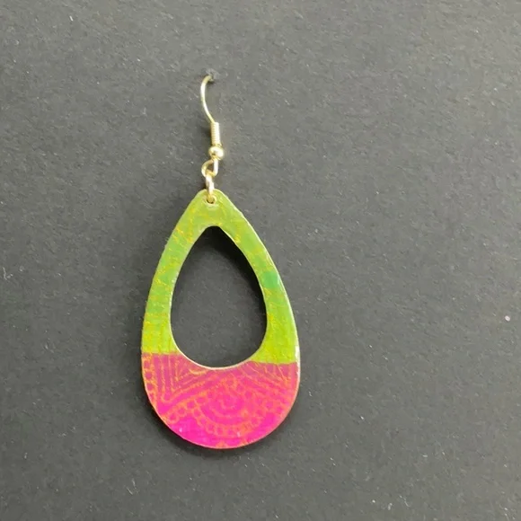 Hand Crafted  Colorful  Abstract Mixed-media Paper Earrings Lightweight - Picture 10 of 10